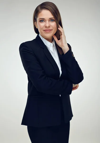 Young Smiling Businesswoman Business Suit Looking Camera — Stock Photo, Image