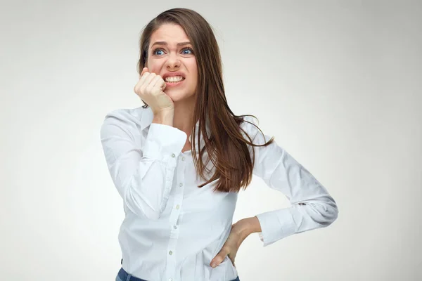Depressive Geschäftsfrau Trägt Weißes Hemd Konzept Für Psychische Störung — Stockfoto