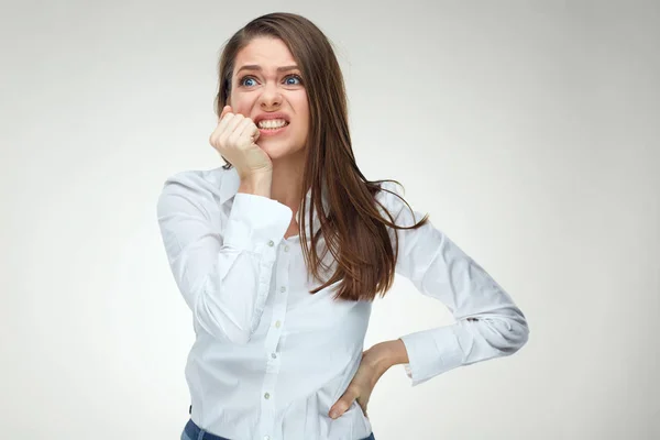 Depressief Zakenvrouw Dragen Witte Shirt Psychische Stoornis Concept — Stockfoto