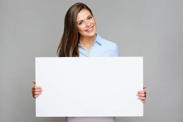 Businesswoman Holding White Empty Big Sign Board Royalty Free Stock Images