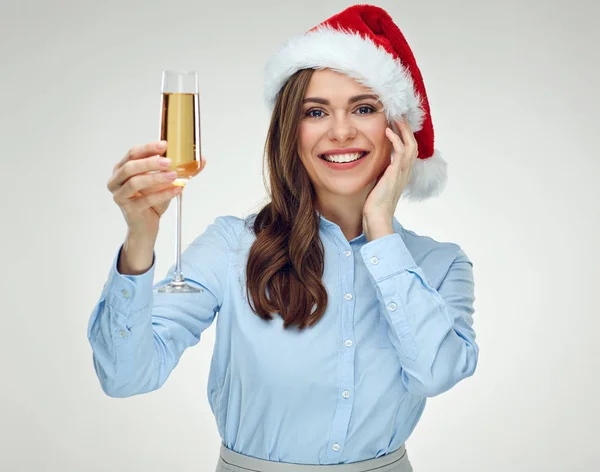 Vrouw met glas champagne — Stockfoto