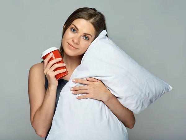 Schöne Frau Schläft Mit Reisekissen Hals — Stockfoto