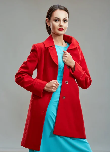 赤い上着と青いドレスのモデル — ストック写真