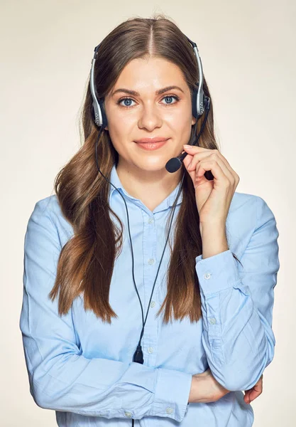 Operator support center in headphones — Stock Photo, Image