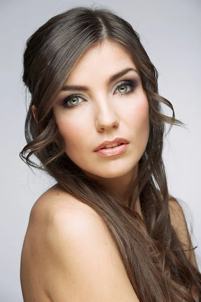 Beauty Face Studio Portrait Young Female Model Beautiful Makeup Looking — Stock Photo, Image