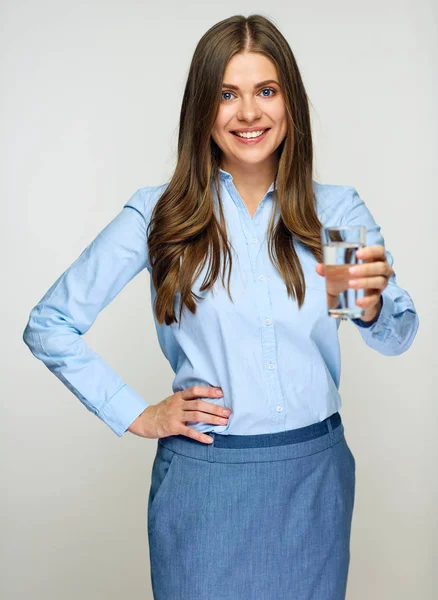 Business woman holding water glass. — Stock Photo, Image