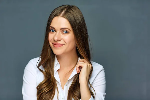 Portrait Confident Businesswoman White Shirt Looking Camera — Stock Photo, Image