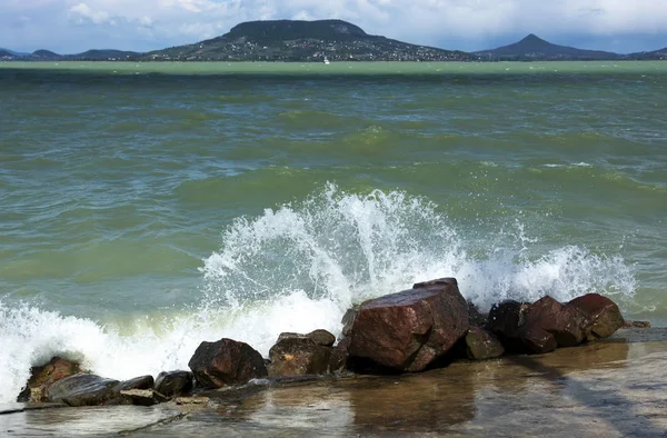 Stormy Lake Balaton, Hungary ( Fonyod ) — стокове фото