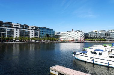 Dublin 10 Bord GAIS tiyatroda featuring Docklands alan ayrıntı. Eylül 2014, Dublin (İrlanda )