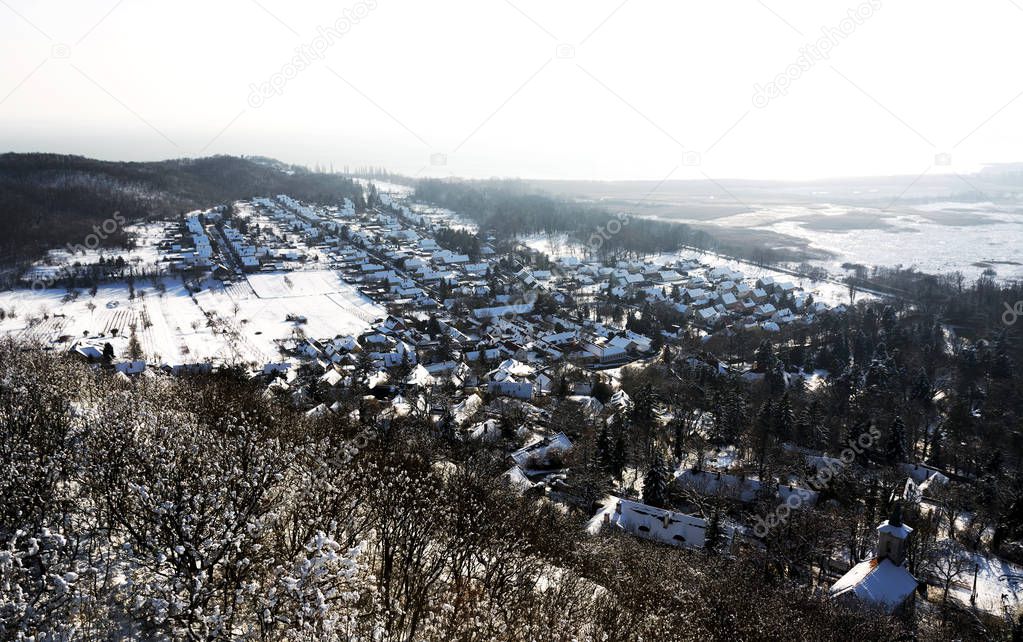 Szigliget at Lake Balaton in wintertime, Hungary