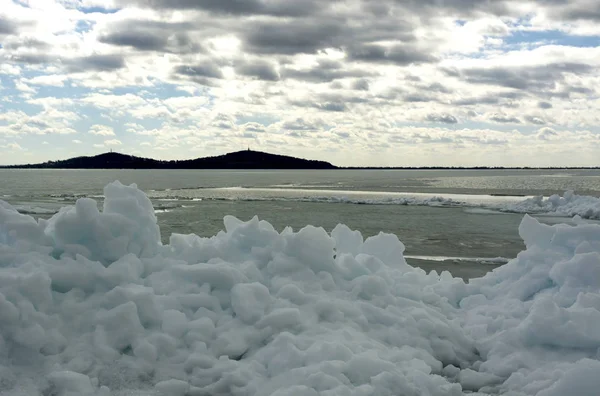 Hielo Lago Balaton Hungría —  Fotos de Stock