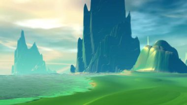 3D render fantezi yabancı gezegen