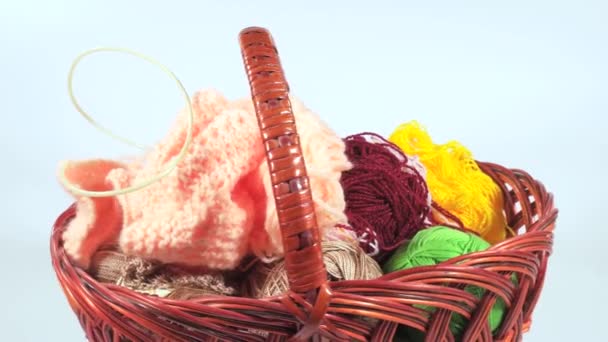 Basket with threads — Stock Video