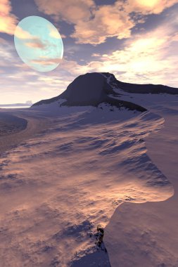 Fantezi uzaylı gezegenine. Ay. 3D endering 