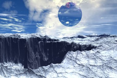 Fantezi uzaylı gezegenine. Ay. 3D render 
