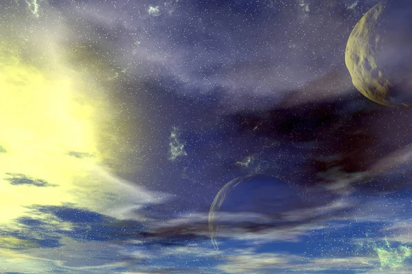Cerul unei planete străine, redare 3D — Fotografie, imagine de stoc