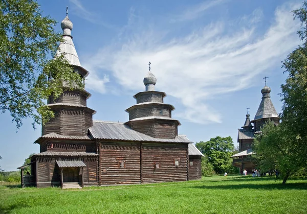 Novgorod. Musée d'architecture en bois Vitoslavlitsy — Photo
