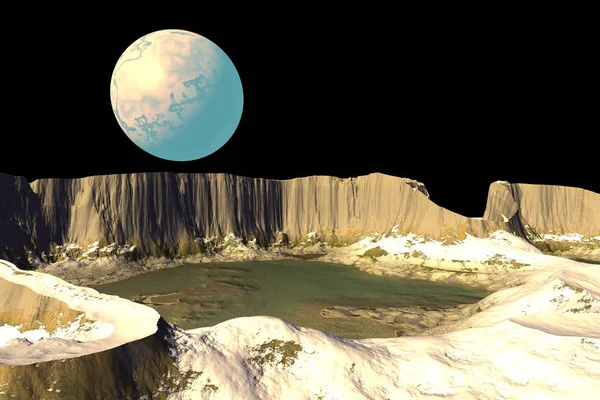 Fantasie buitenaardse planeet. Maan. 3D-rendering — Stockfoto
