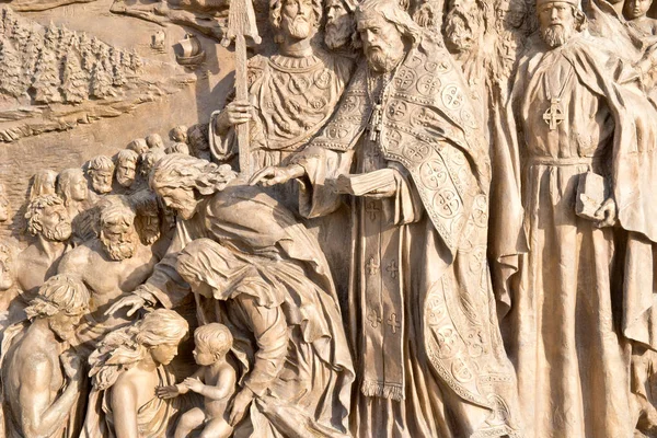 Fragment of the high relief of the monument to Prince Vladimir t — Stock Photo, Image