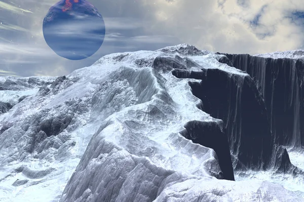 Fantasy främmande planet. Månen. 3D-rendering — Stockfoto