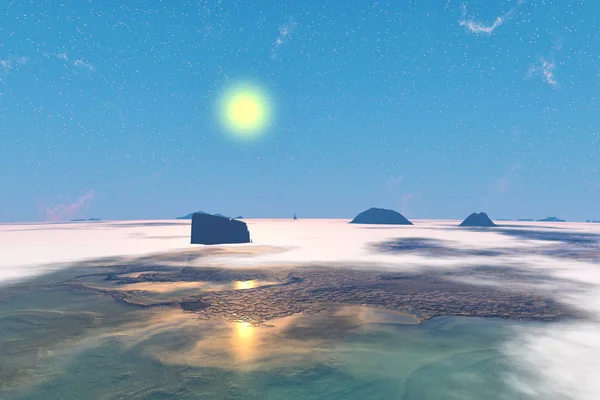 Fantasy alien planet. Moon. 3D rendering — Stock Photo, Image
