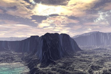 Fantezi uzaylı gezegenine. 3D çizim