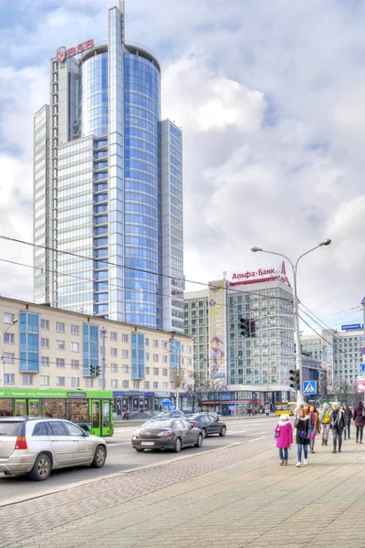 Minsk. Prospect vinnare — Stockfoto