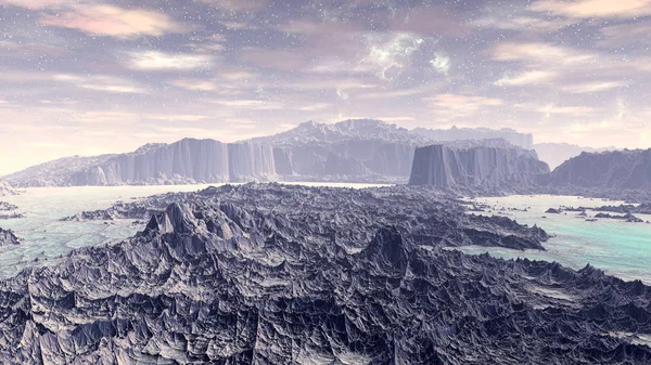 Fantasy främmande planet. 3D-rendering — Stockfoto