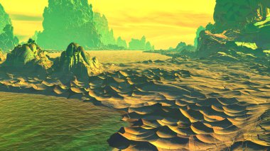 Fantezi uzaylı gezegenine. 3D render