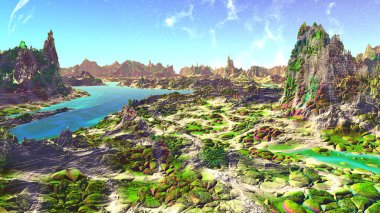 Fantezi uzaylı gezegenine. 3D render