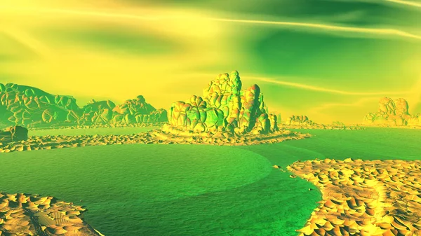 Fantasy alien planet. 3D rendering — Stock Photo, Image
