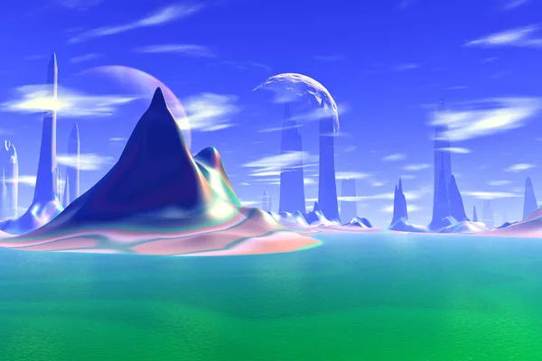 Εξωγήινο πλανήτη φαντασίας. 3D rendering — Φωτογραφία Αρχείου