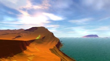 Yabancı gezegen. Kayalar ve göl. Animasyon. 4