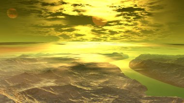 Fantezi uzaylı gezegenine. 3D render