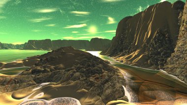 Fantezi uzaylı gezegenine. 3D render