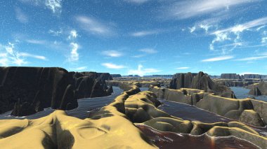 Fantezi uzaylı gezegenine. 3D render