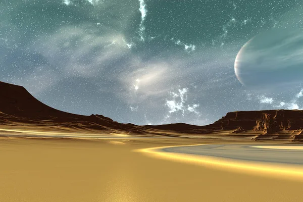 काल्पनिक एलियन ग्रह. 3D रेंडरिंग — स्टॉक फोटो, इमेज
