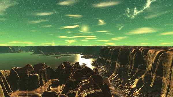 Fantasy främmande planet. 3D-rendering — Stockfoto