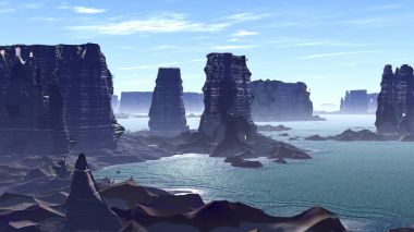 Fantezi uzaylı gezegenine. 3D render