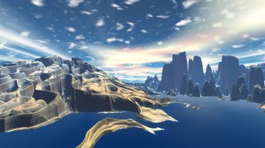 Fantezi uzaylı gezegenine. 3D render