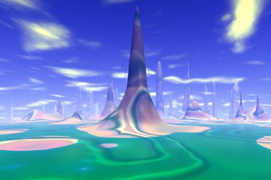 Fantezi uzaylı gezegenine. 3D render