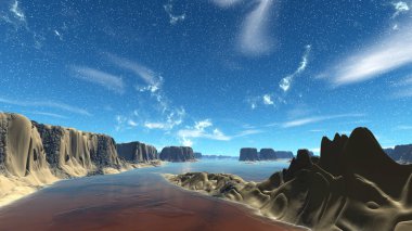 Fantezi uzaylı gezegenine. 3D render