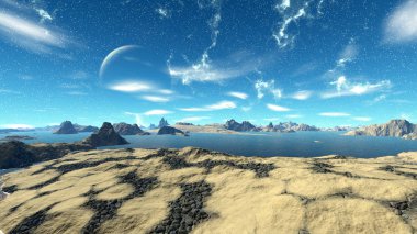Fantezi uzaylı gezegenine. 3D render