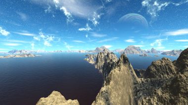 Fantezi uzaylı gezegenine. 3D render