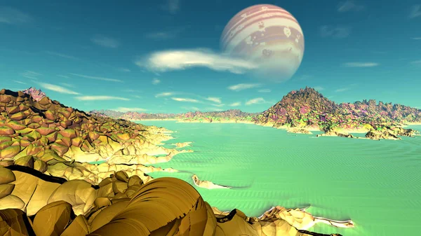 Fantasie außerirdischer Planet. 3D-Darstellung — Stockfoto