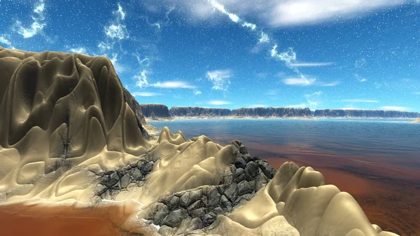 Fantasie buitenaardse planeet. 3D-rendering — Stockfoto
