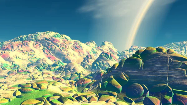 Fantasy obcej planety. renderowania 3D — Zdjęcie stockowe