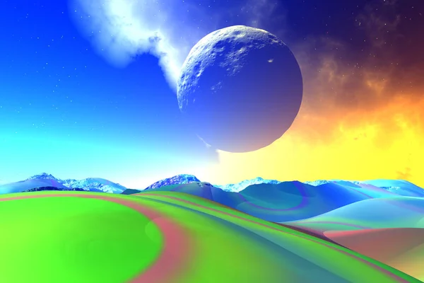 Fantasie außerirdischer Planet. 3D-Darstellung — Stockfoto