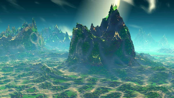 Fantasie außerirdischer Planet. 3D-Darstellung — Stockfoto