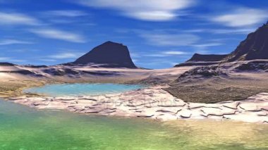 Yabancı gezegen. Kayalar ve göl. Animasyon. 4